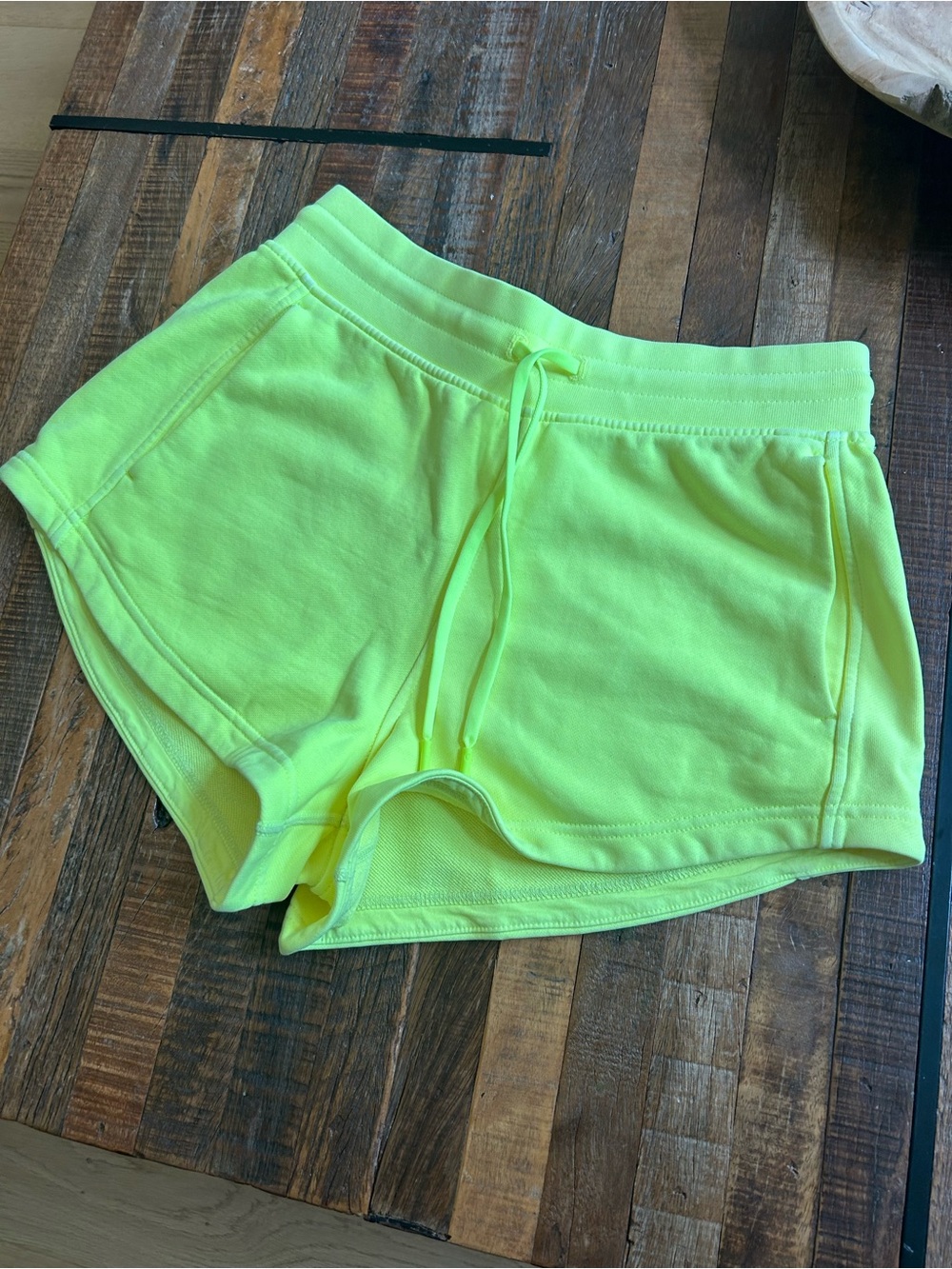 Lululemon Inner Glow High-Rise Neon Yellow Dye Shorts